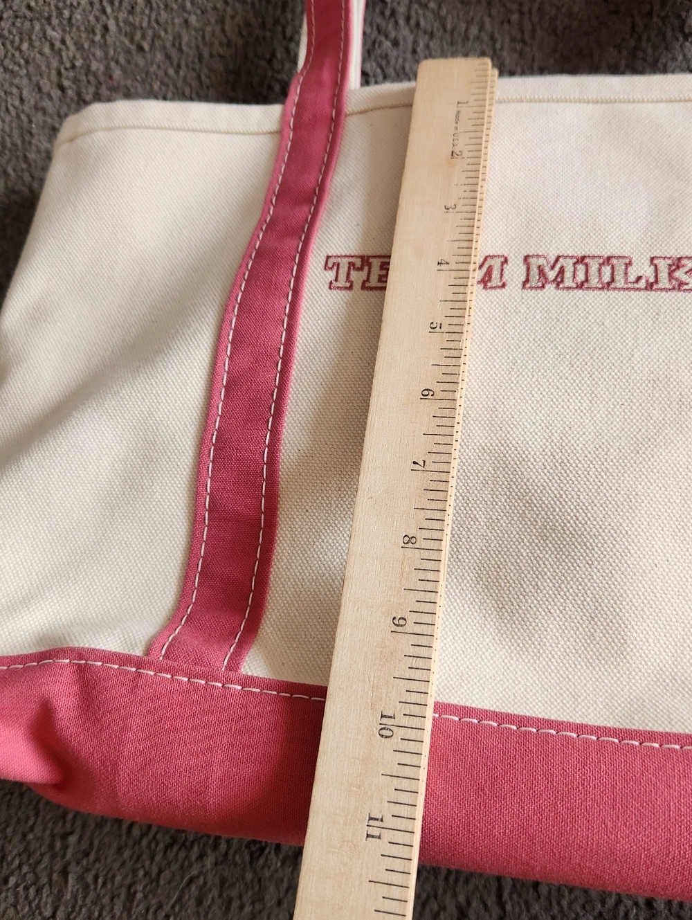 L.L. BEAN Mini Boat & Tote Pink Team Milk Off White Pink Trim Heavyweight Canvas - Picture 9 of 10